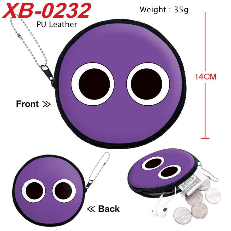 Rainbow Friend Anime PU leather material circular zipper zero wallet 14cm  XB-0232