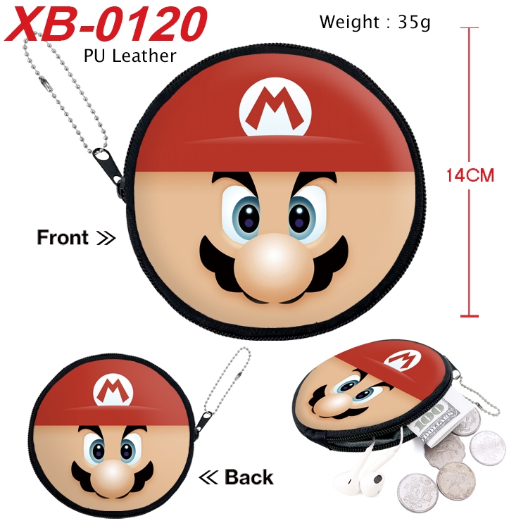 Super Mario Anime PU leather material circular zipper zero wallet 14cm XB-0120