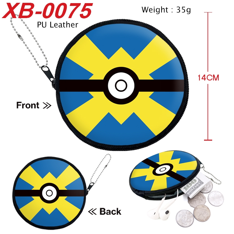 Pokemon Anime PU leather material circular zipper zero wallet 14cm  XB-0075