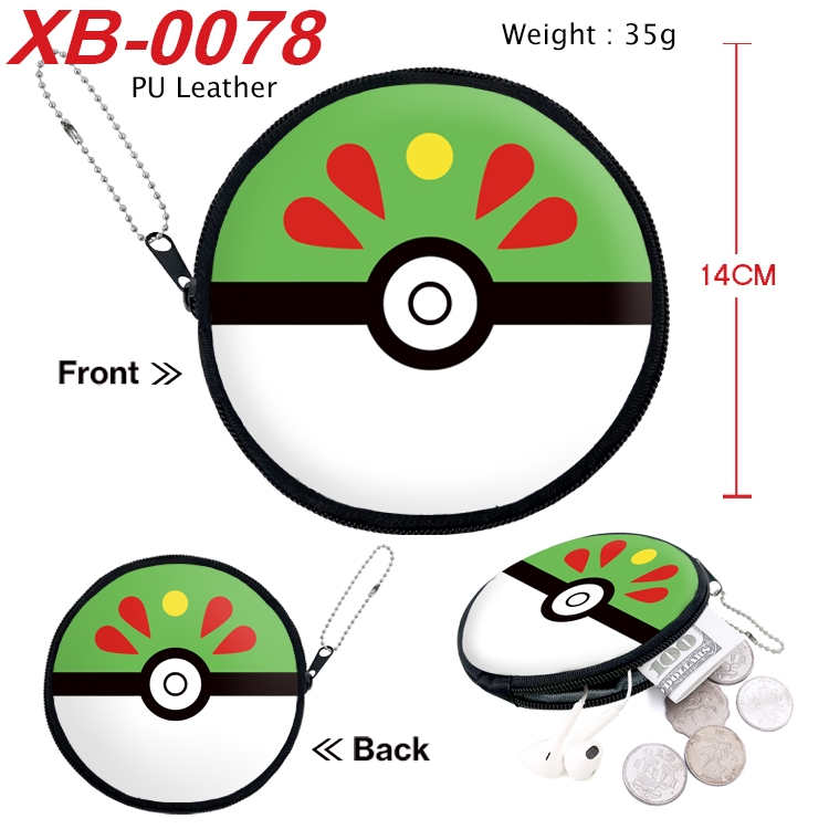 Pokemon Anime PU leather material circular zipper zero wallet 14cm XB-0078