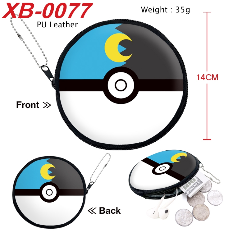Pokemon Anime PU leather material circular zipper zero wallet 14cm XB-0077