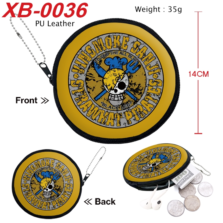 One Piece Anime PU leather material circular zipper zero wallet 14cm  XB-0036