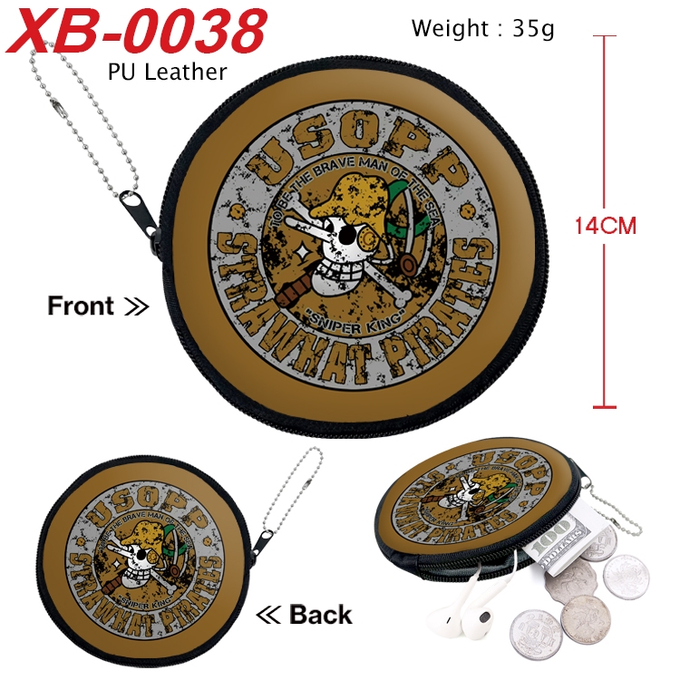 One Piece Anime PU leather material circular zipper zero wallet 14cm XB-0038