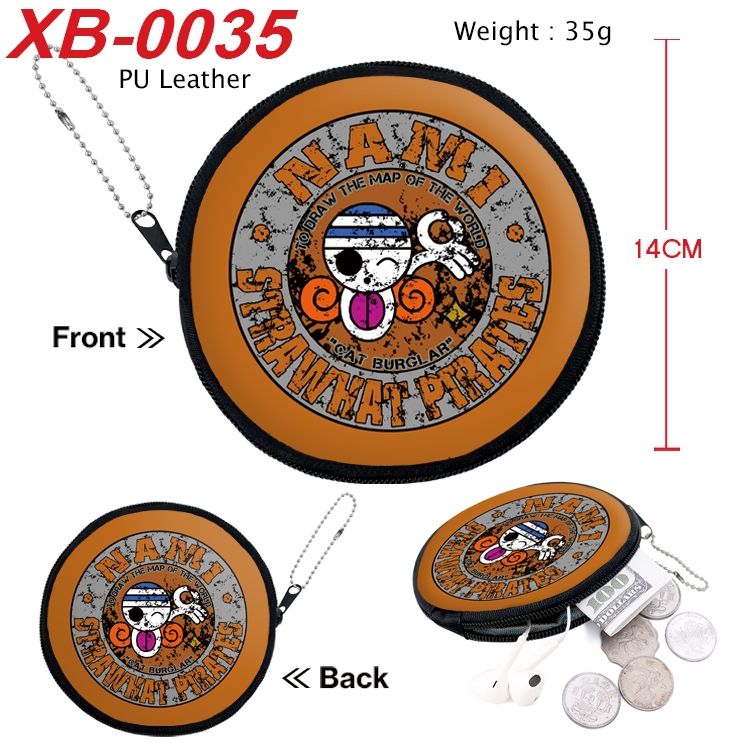 One Piece Anime PU leather material circular zipper zero wallet 14cm XB-0035