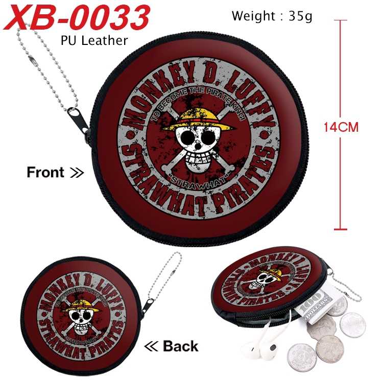 One Piece Anime PU leather material circular zipper zero wallet 14cm XB-0033