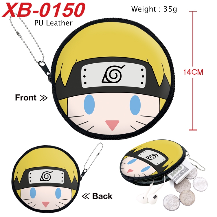 Naruto Anime PU leather material circular zipper zero wallet 14cm XB-0150