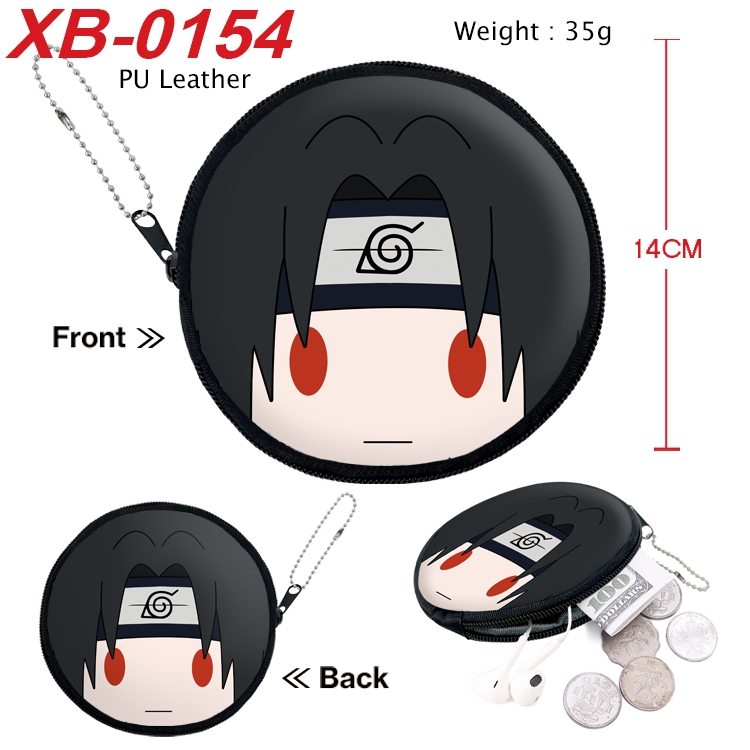 Naruto Anime PU leather material circular zipper zero wallet 14cm XB-0154