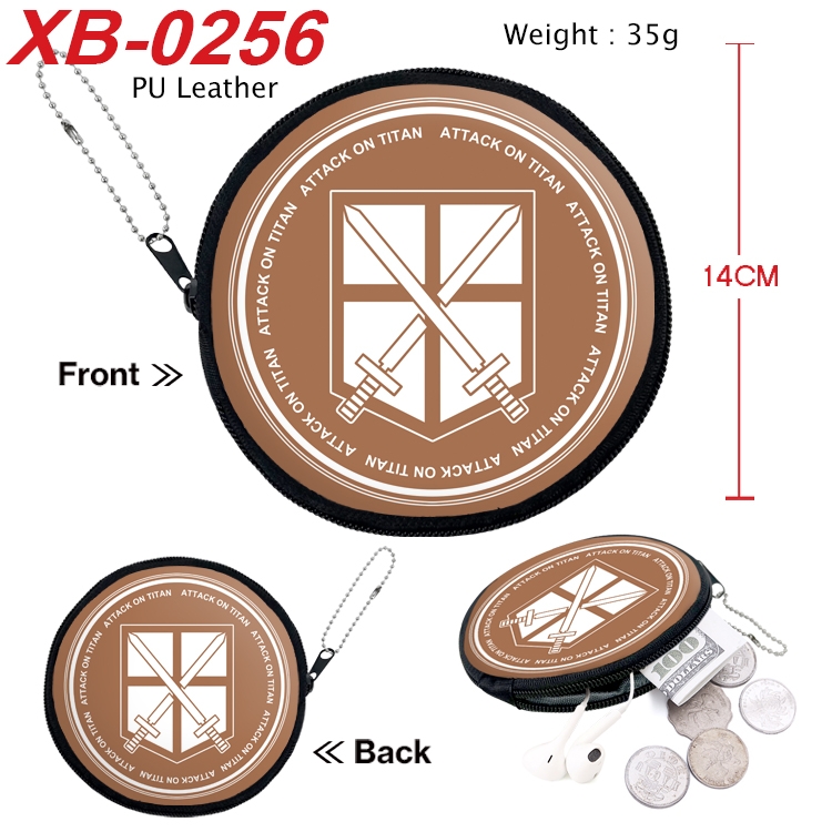 Shingeki no Kyojin Anime PU leather material circular zipper zero wallet 14cm XB-0256