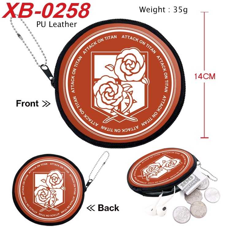 Shingeki no Kyojin Anime PU leather material circular zipper zero wallet 14cm XB-0258