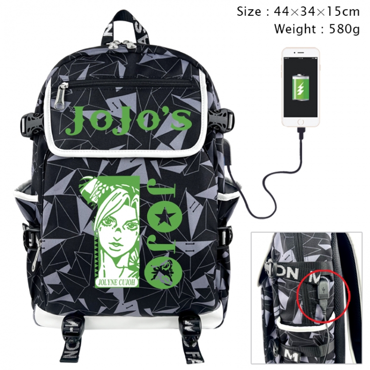 JoJos Bizarre Adventure Anime gray dual data cable backpack and backpack 44X34X15cm 580g