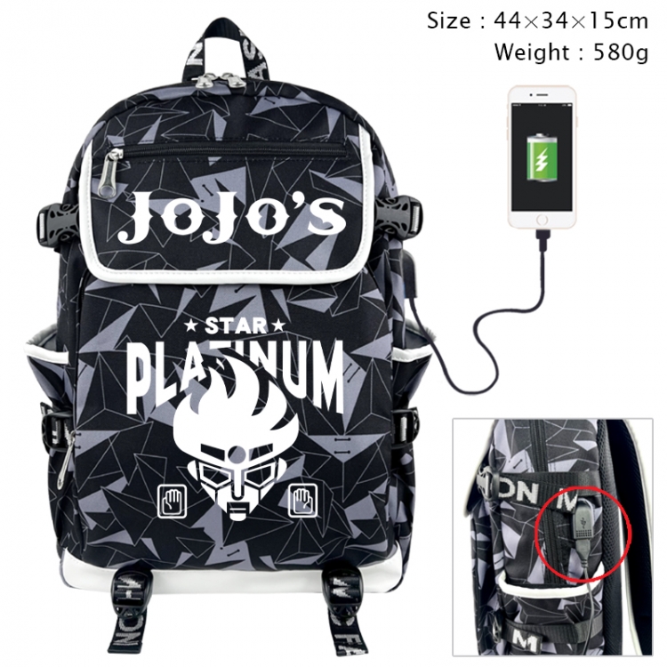 JoJos Bizarre Adventure Anime gray dual data cable backpack and backpack 44X34X15cm 580g