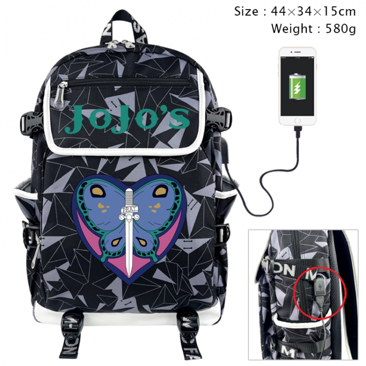 JoJos Bizarre Adventure Anime gray dual data cable backpack and backpack 44X34X15cm 580g