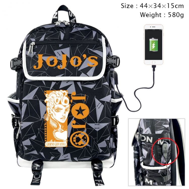 JoJos Bizarre Adventure Anime gray dual data cable backpack and backpack 44X34X15cm 580g