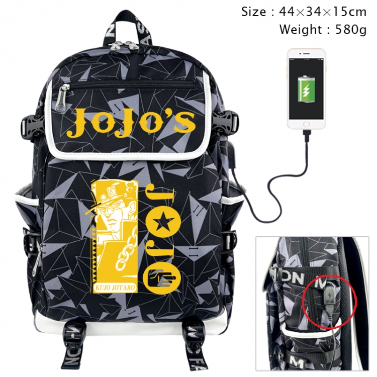 JoJos Bizarre Adventure Anime gray dual data cable backpack and backpack 44X34X15cm 580g