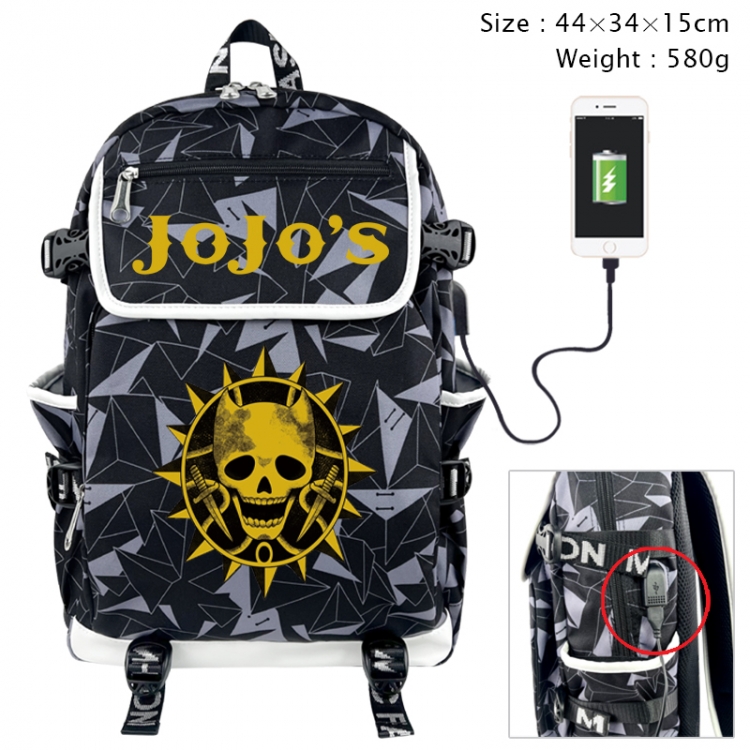 JoJos Bizarre Adventure Anime gray dual data cable backpack and backpack 44X34X15cm 580g