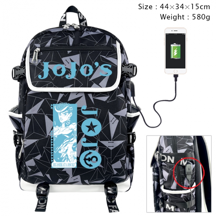 JoJos Bizarre Adventure Anime gray dual data cable backpack and backpack 44X34X15cm 580g