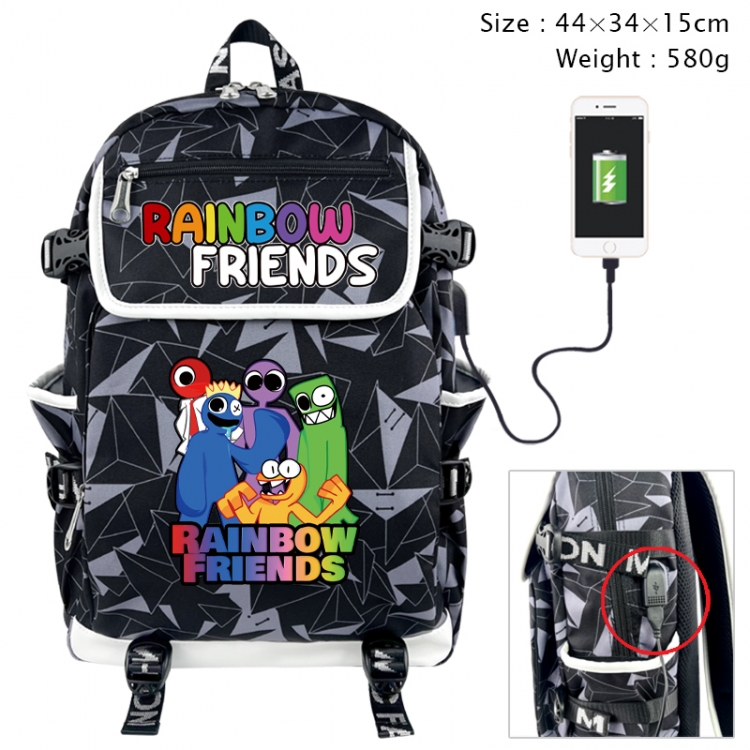 Rainbow Friend Anime gray dual data cable backpack and backpack 44X34X15cm 580g