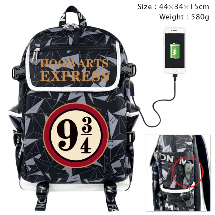 Harry Potter Anime gray dual data cable backpack and backpack 44X34X15cm 580g