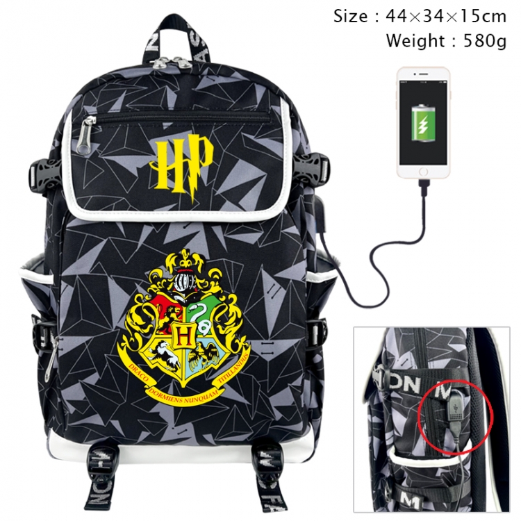 Harry Potter Anime gray dual data cable backpack and backpack 44X34X15cm 580g