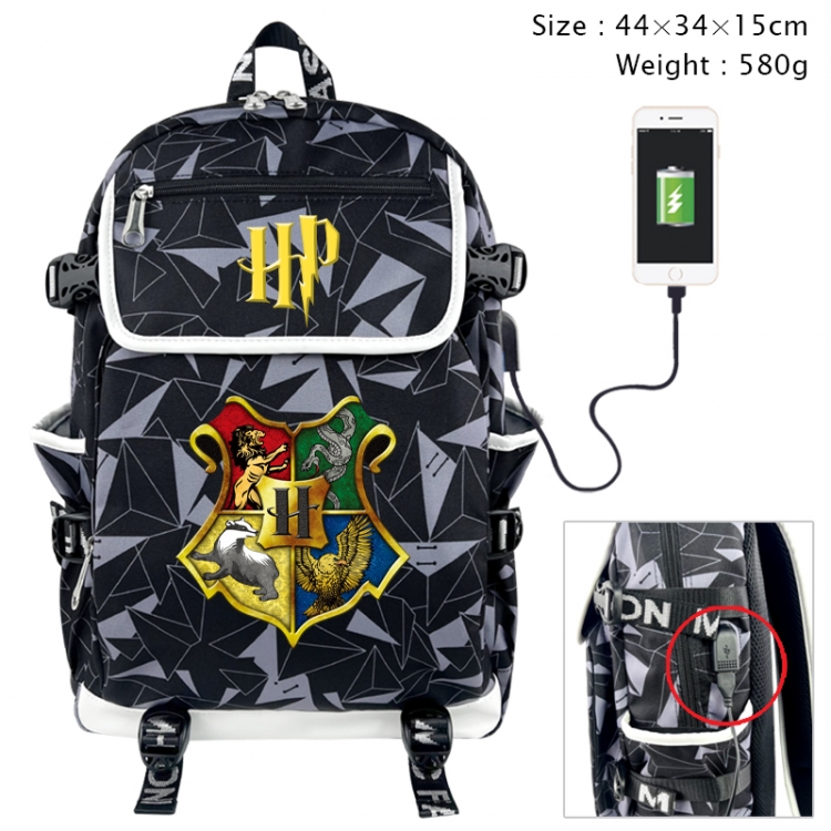 Harry Potter Anime gray dual data cable backpack and backpack 44X34X15cm 580g