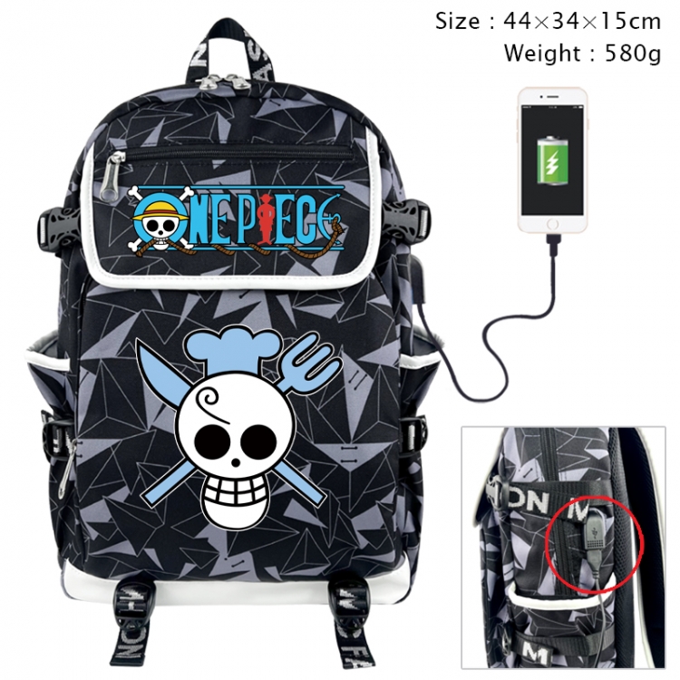 One Piece Anime gray dual data cable backpack and backpack 44X34X15cm 580g