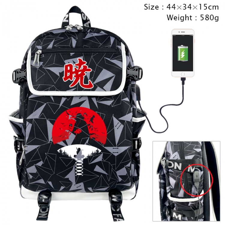 Naruto Anime gray dual data cable backpack and backpack 44X34X15cm 580g