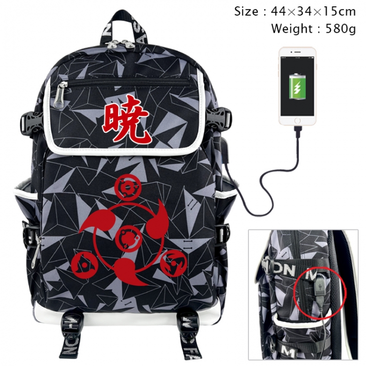 Naruto Anime gray dual data cable backpack and backpack 44X34X15cm 580g