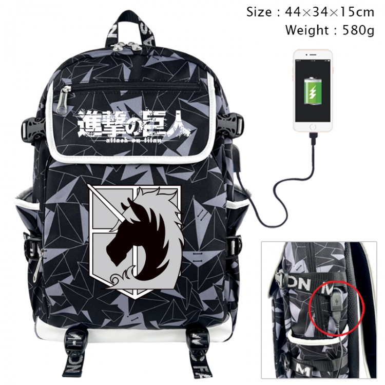 Shingeki no Kyojin Anime gray dual data cable backpack and backpack 44X34X15cm 580g