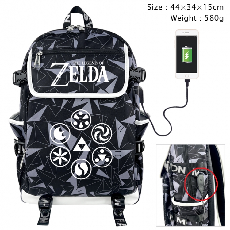 The Legend of Zelda Anime gray dual data cable backpack and backpack 44X34X15cm 580g