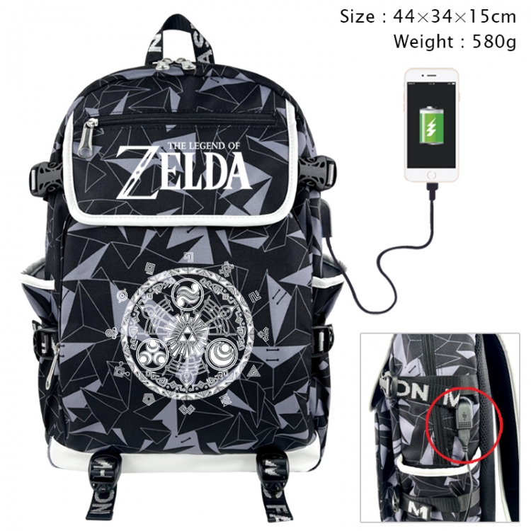 The Legend of Zelda Anime gray dual data cable backpack and backpack 44X34X15cm 580g