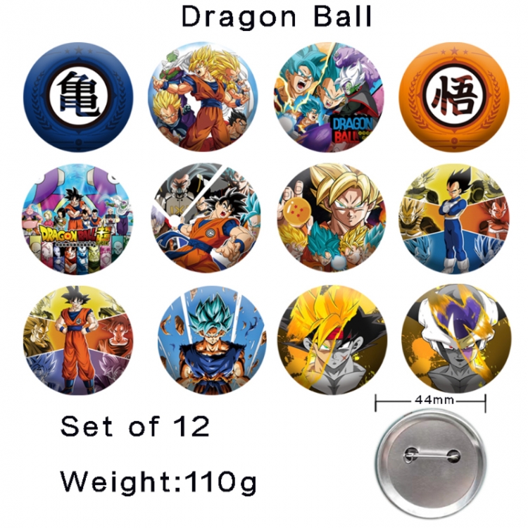 DRAGON BALL Anime tinplate laser iron badge badge badge 44mm  a set of 12