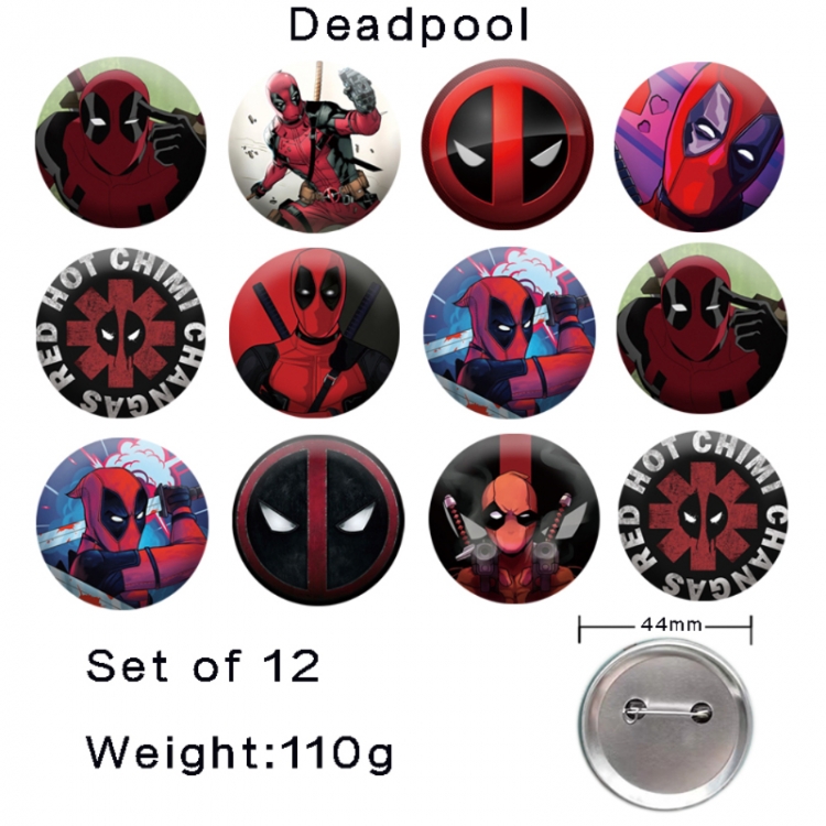 Deadpool Anime tinplate laser iron badge badge badge 44mm  a set of 12