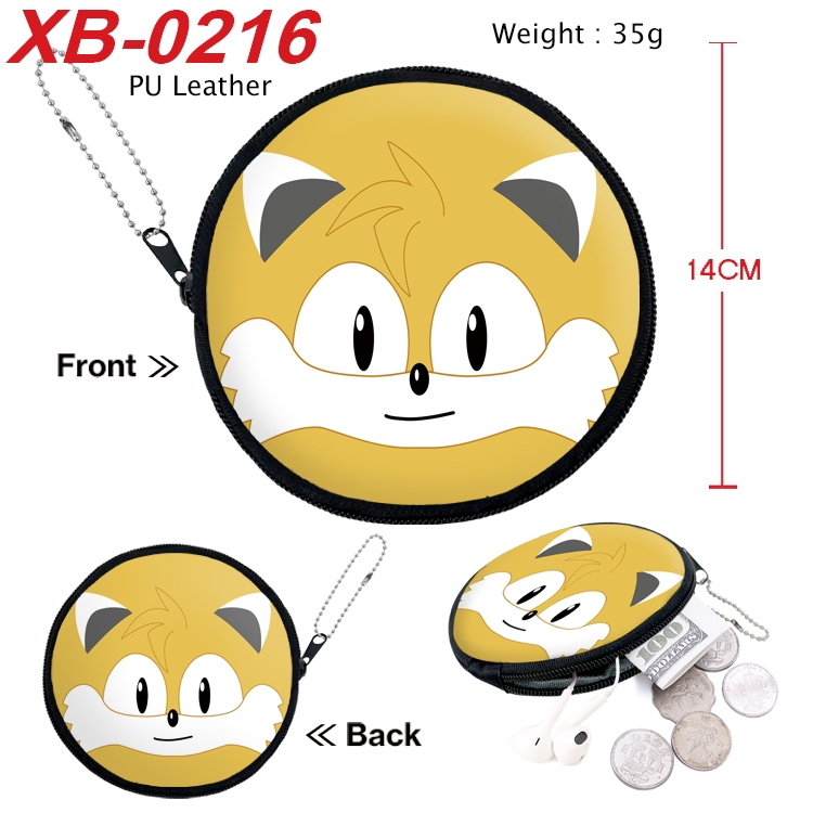 Sonic The Hedgehog Anime PU leather material circular zipper zero wallet 14cm  XB-0216