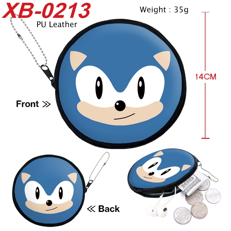 Sonic The Hedgehog Anime PU leather material circular zipper zero wallet 14cm XB-0213