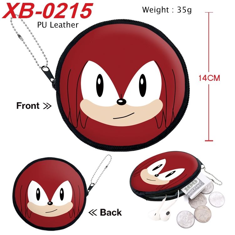 Sonic The Hedgehog Anime PU leather material circular zipper zero wallet 14cm XB-0215