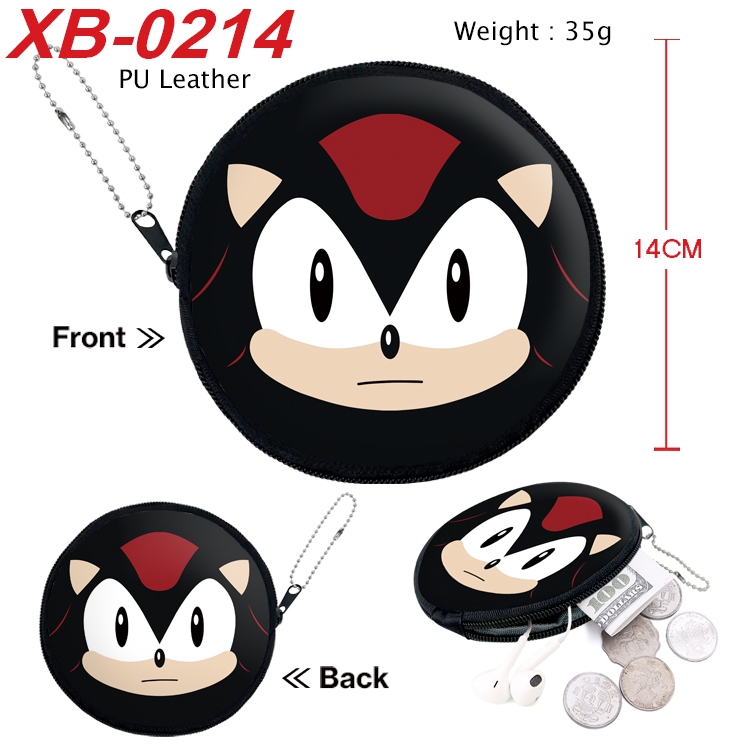 Sonic The Hedgehog Anime PU leather material circular zipper zero wallet 14cm XB-0214
