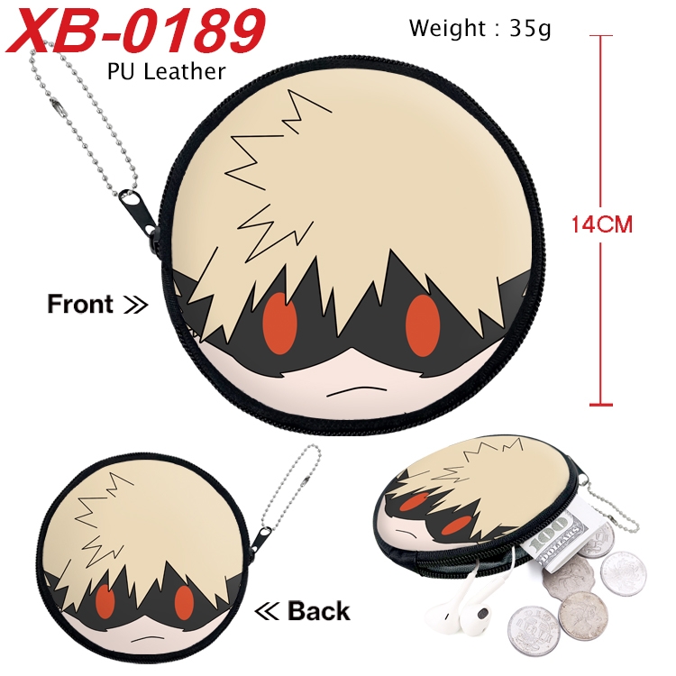 My Hero Academia Anime PU leather material circular zipper zero wallet 14cm  XB-0189