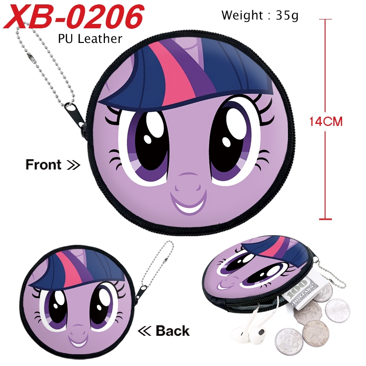 My Little Pony Anime PU leather material circular zipper zero wallet 14cm XB-0206
