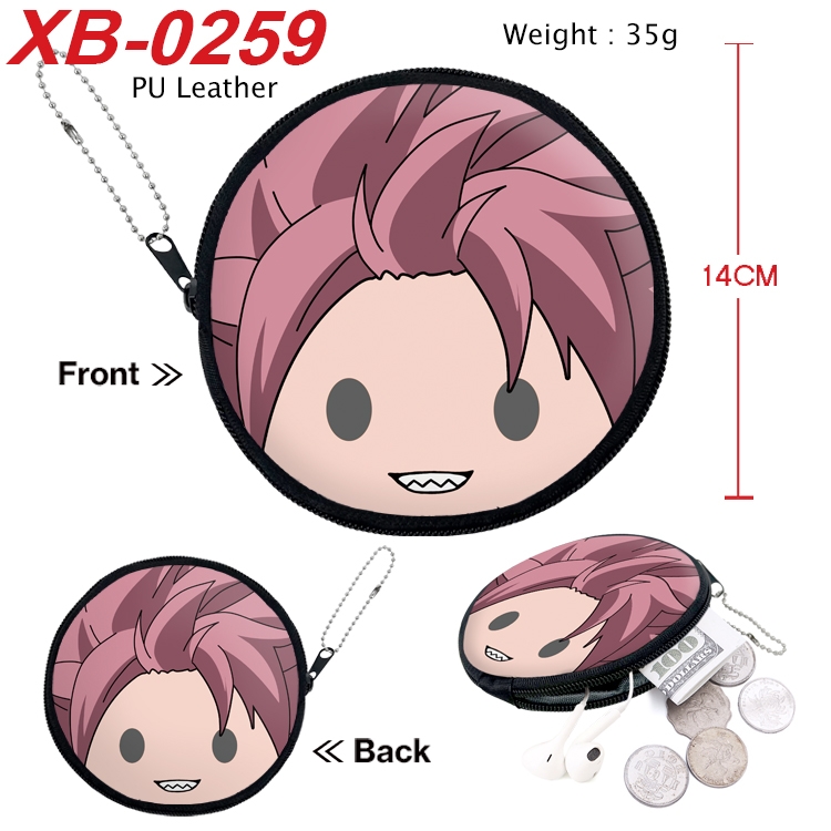 Fairy tail Anime PU leather material circular zipper zero wallet 14cm  XB-0259