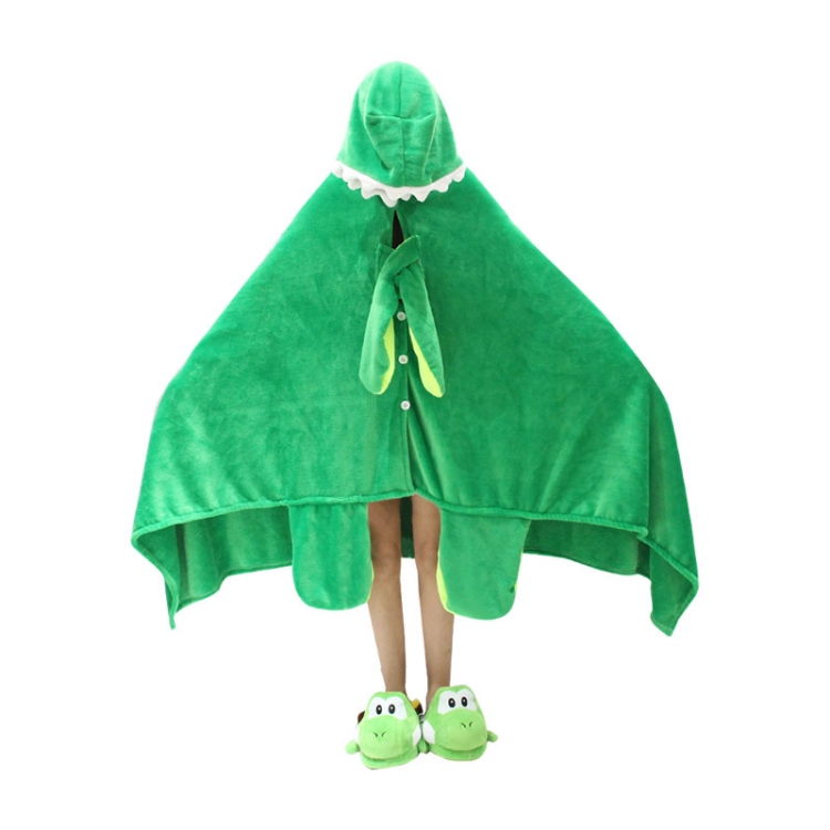 green animal creative plush shawl with air conditioning warm blanket and hood shawl 150X178CM 1KG