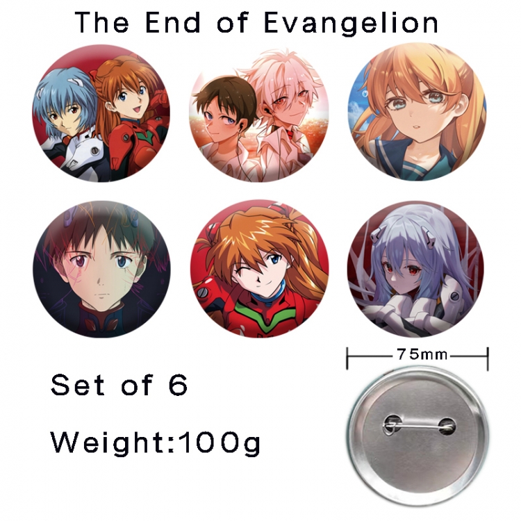 EVA Anime tinplate laser iron badge badge badge 75mm  a set of 6