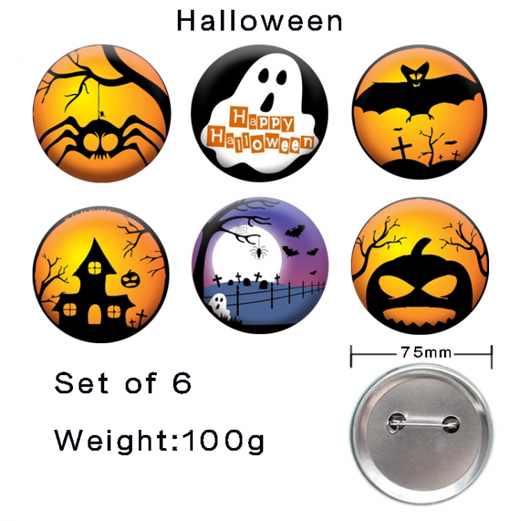 Halloween Anime tinplate laser iron badge badge badge 75mm  a set of 6