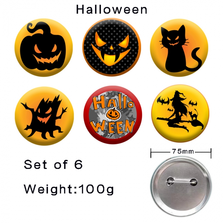 Halloween Anime tinplate laser iron badge badge badge 75mm  a set of 6