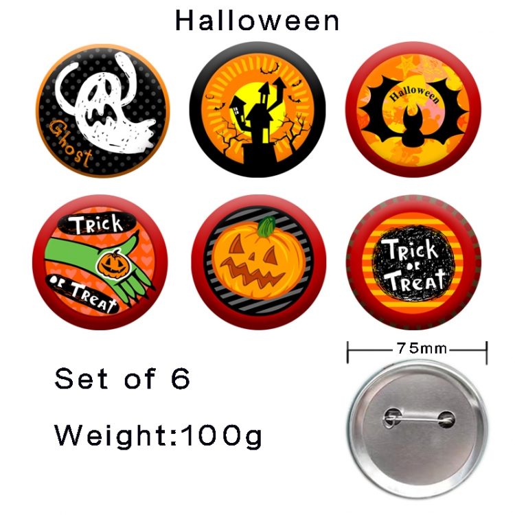 Halloween Anime tinplate laser iron badge badge badge 75mm  a set of 6