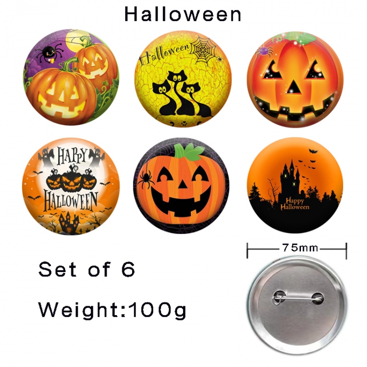 Halloween Anime tinplate laser iron badge badge badge 75mm  a set of 6