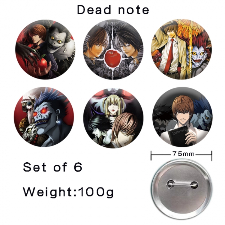 Death note Anime tinplate laser iron badge badge badge 75mm  a set of 6