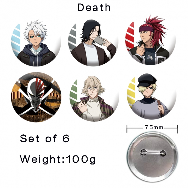 Bleach Anime tinplate laser iron badge badge badge 75mm  a set of 6