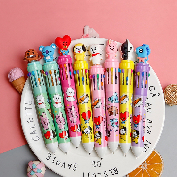 BTS 10 Color Ballpoint Pen Student Writing Pen  price for 16 pcs