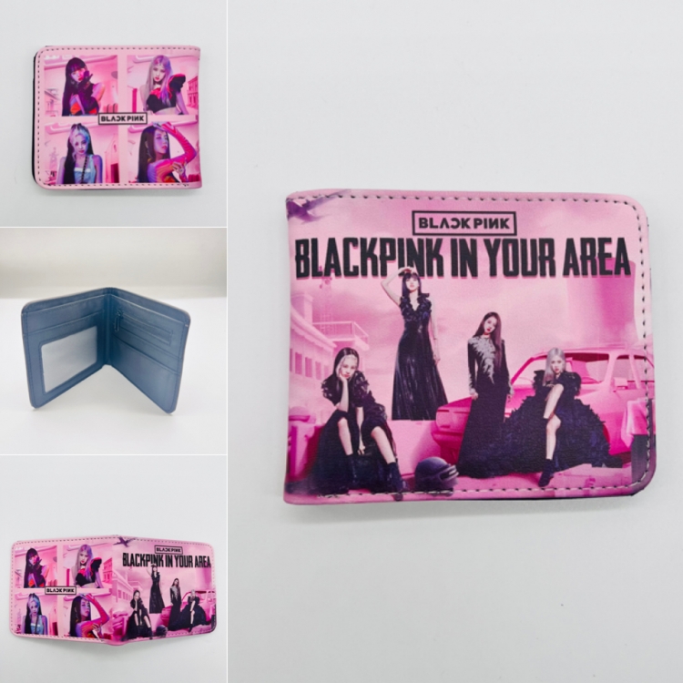 BLACK PINK Full color Two fold short card case wallet 11X9.5CM