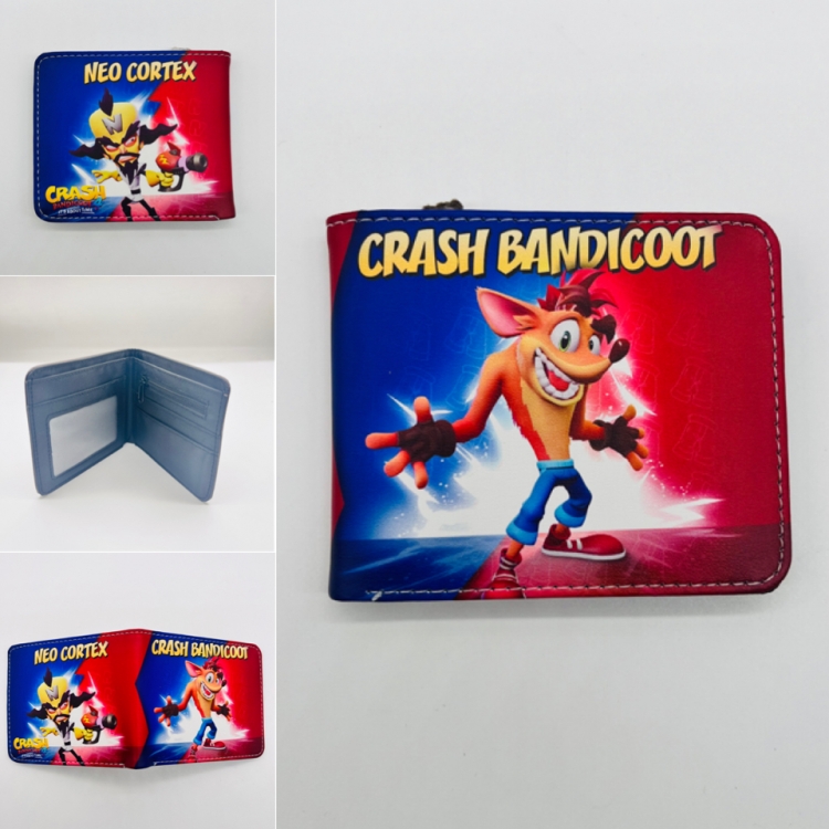 Crash bandicoot Full color Two fold short card case wallet 11X9.5CM